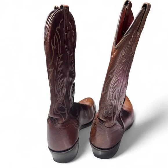 VIBRAM Pointed toe Cowgirl Cowboy Boots Leather Made In USA SZ 10.5 - Picture 4 of 8